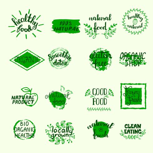 Healthy Food Labels Set  vector