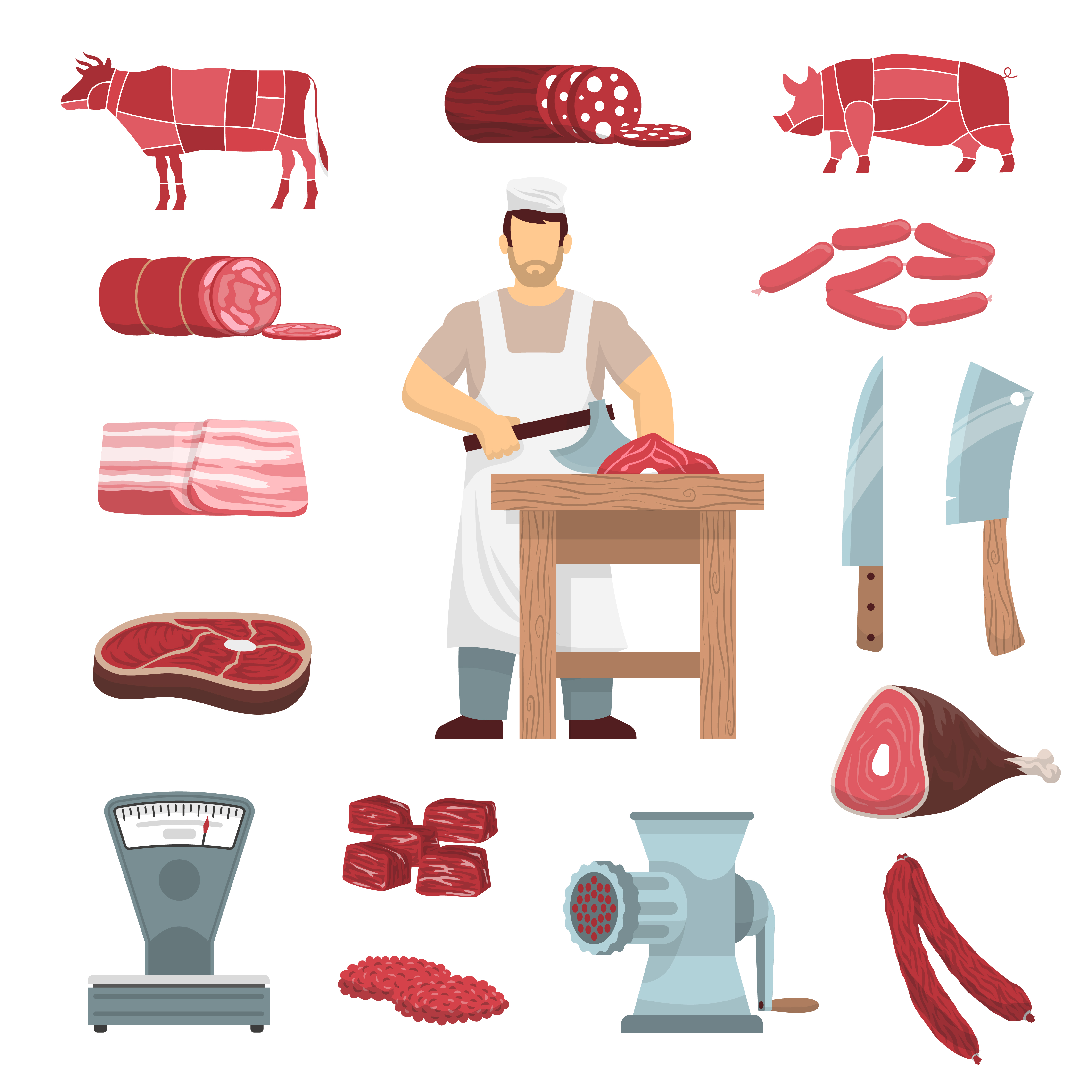 Meat Butcher Set 471936 Vector Art at Vecteezy