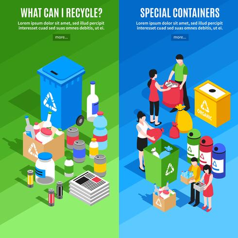 Garbage Recycling Vertical Banners vector