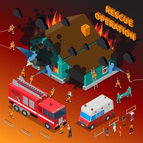 Fireman Isometric Template vector