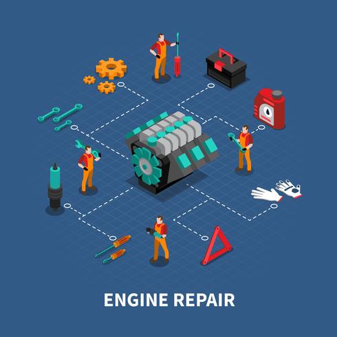 Car Repair Auto Center Isometric Composition  vector