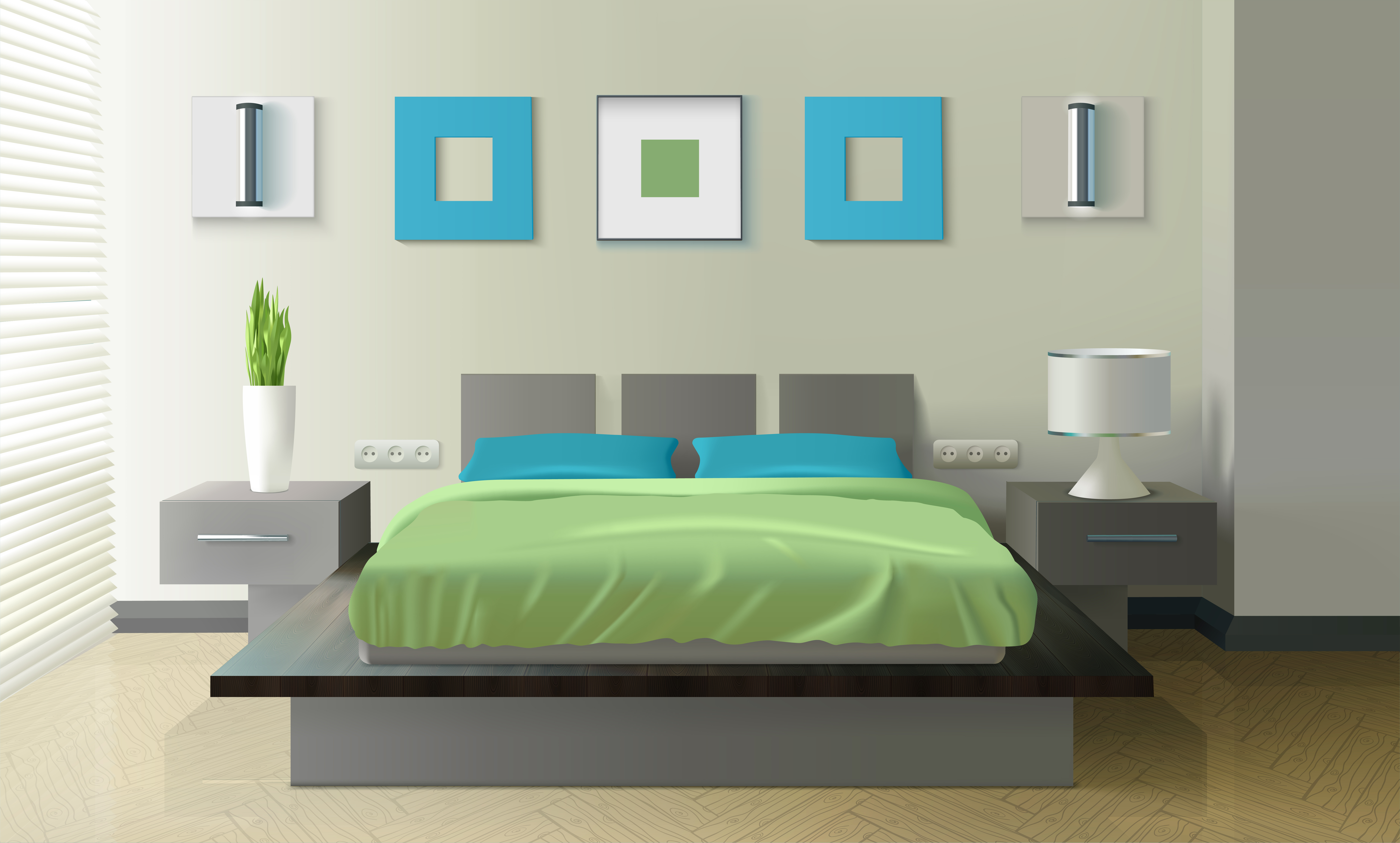 Modern Bedroom Realistic Design - Download Free Vectors, Clipart Modern Bedroom Realistic Design - Download Free Vectors, Clipart