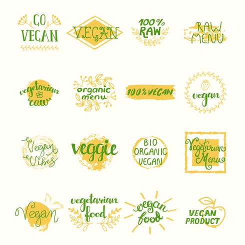 Conjunto de elementos retro vegano vector