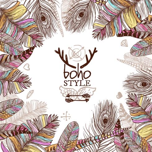 Hand Drawn Feathers Poster vector