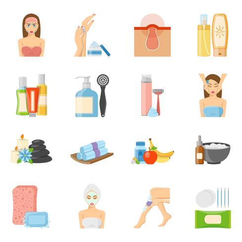 Skincare And Bodycare Flat Icons  vector