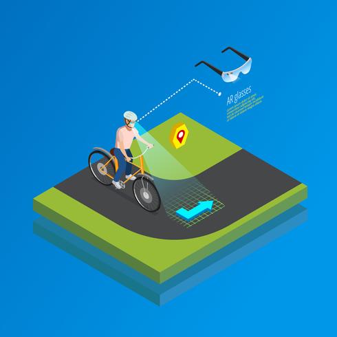 Augmented Reality Navigation Gadget Isometric Poster vector