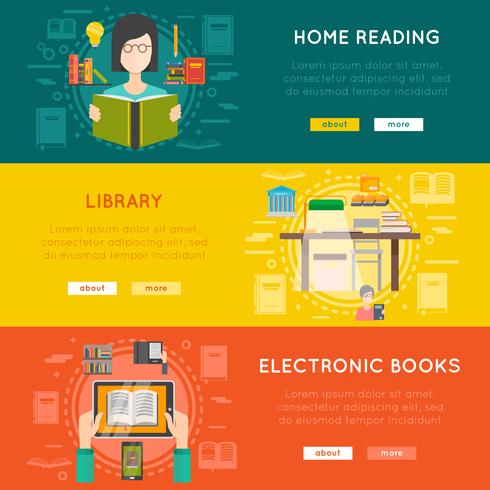 Library banner set vector