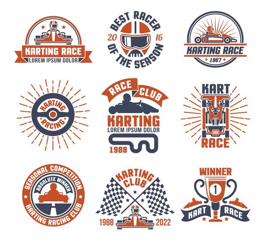 Karting Motor Race Logo Emblem Set vector