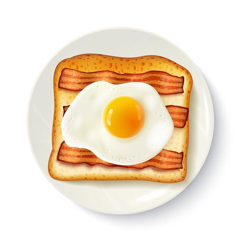 Breakfast Sandwich Top View Realistic Image  vector