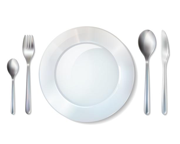 Plate And Cutlery Realistic Set Image vector