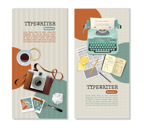 Journalist Typewriter Vertical Banners vector