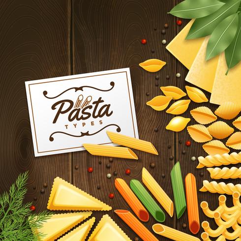 Fondo con diferentes tipos de pasta vector