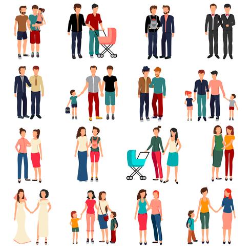 Conjunto de parejas homosexuales vector