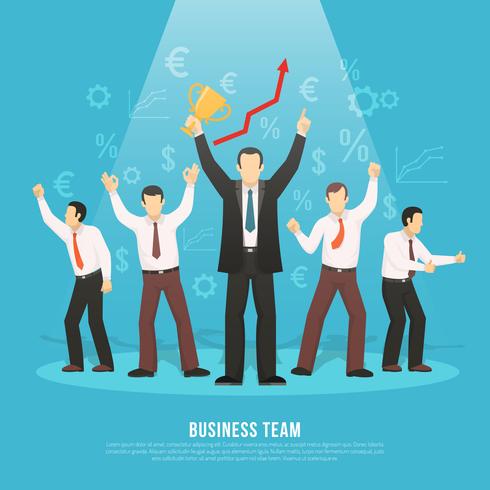 Business Team Success Flat Poster  vector