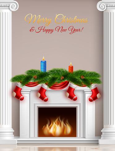 Christmas And New Year Greeting Poster vector