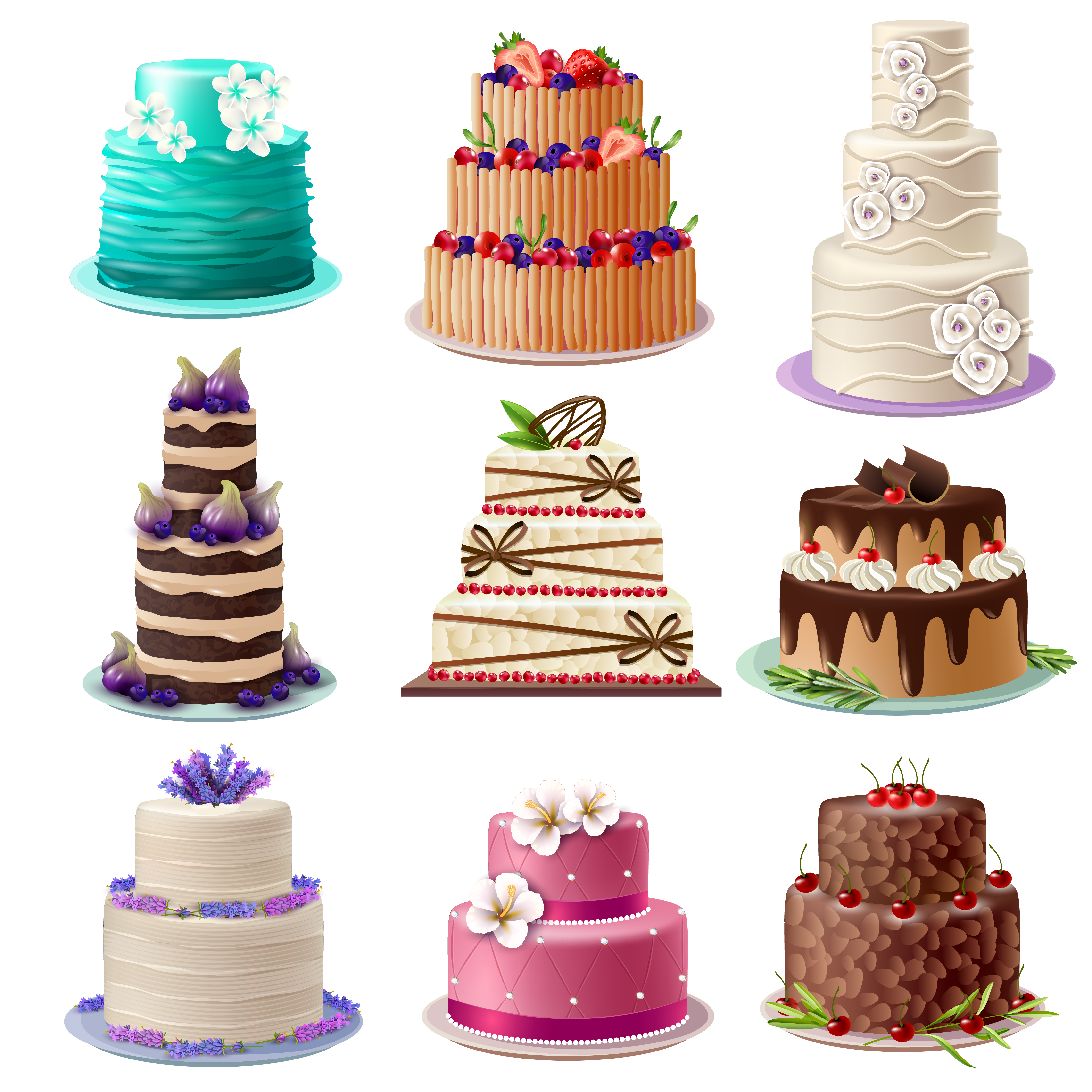 Sweet Baked Cakes Set 472153 - Download Free Vectors ...