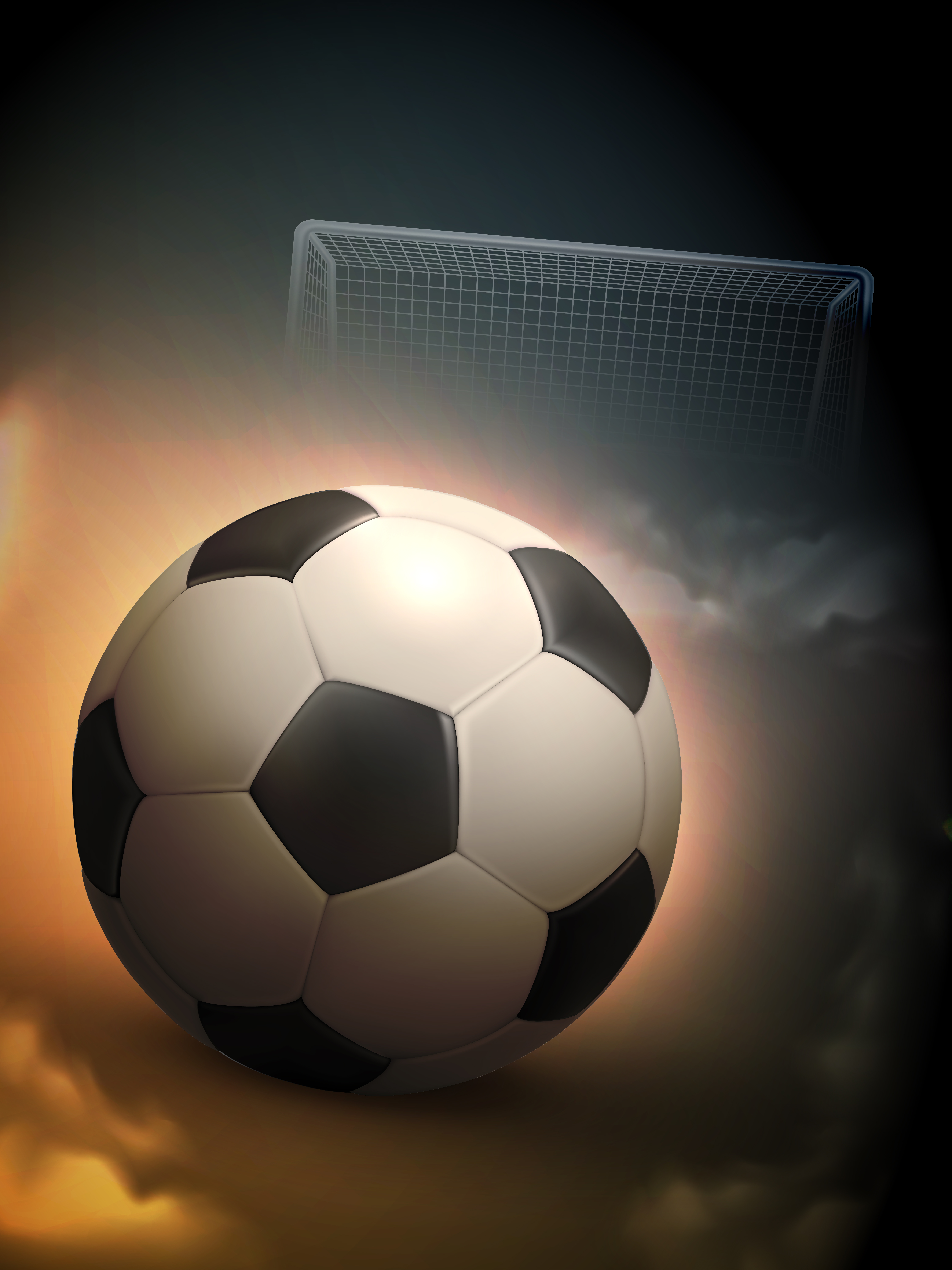 Soccer Ball And Steel Goal Background Vector Art At Vecteezy