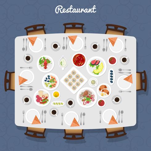 Restaurant Table Top View vector