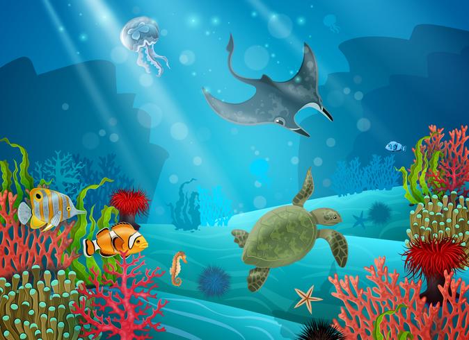 Underwater Cartoon Landscape 472186 Vector Art at Vecteezy