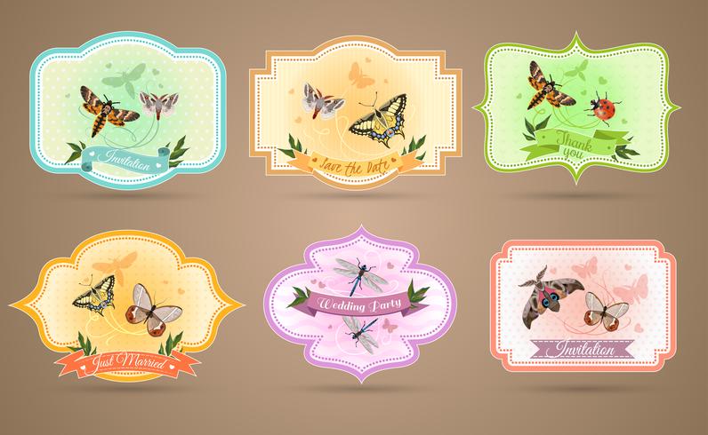 Conjunto de emblemas de insectos vector