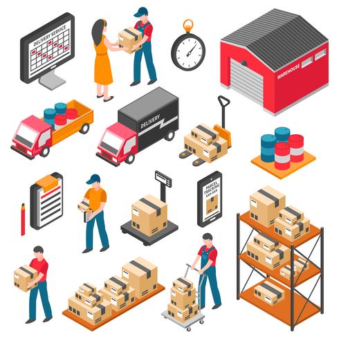 Logistics And Delivery Isometric Icons Set  vector