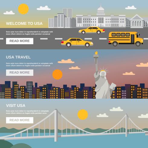 Flat Banners Set USA TRavel Information vector