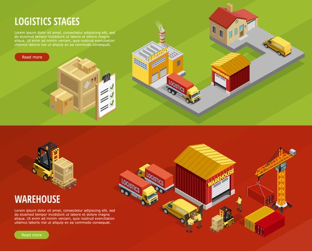 Logistics Isometric Horizontal Banners vector