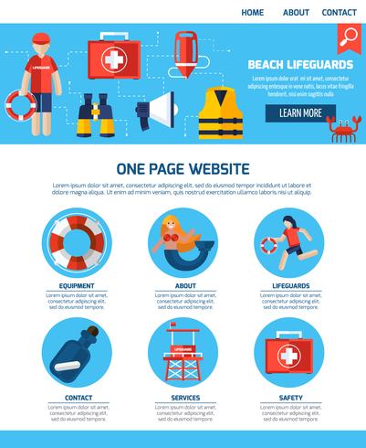 Life Guard One Page Website Design vector