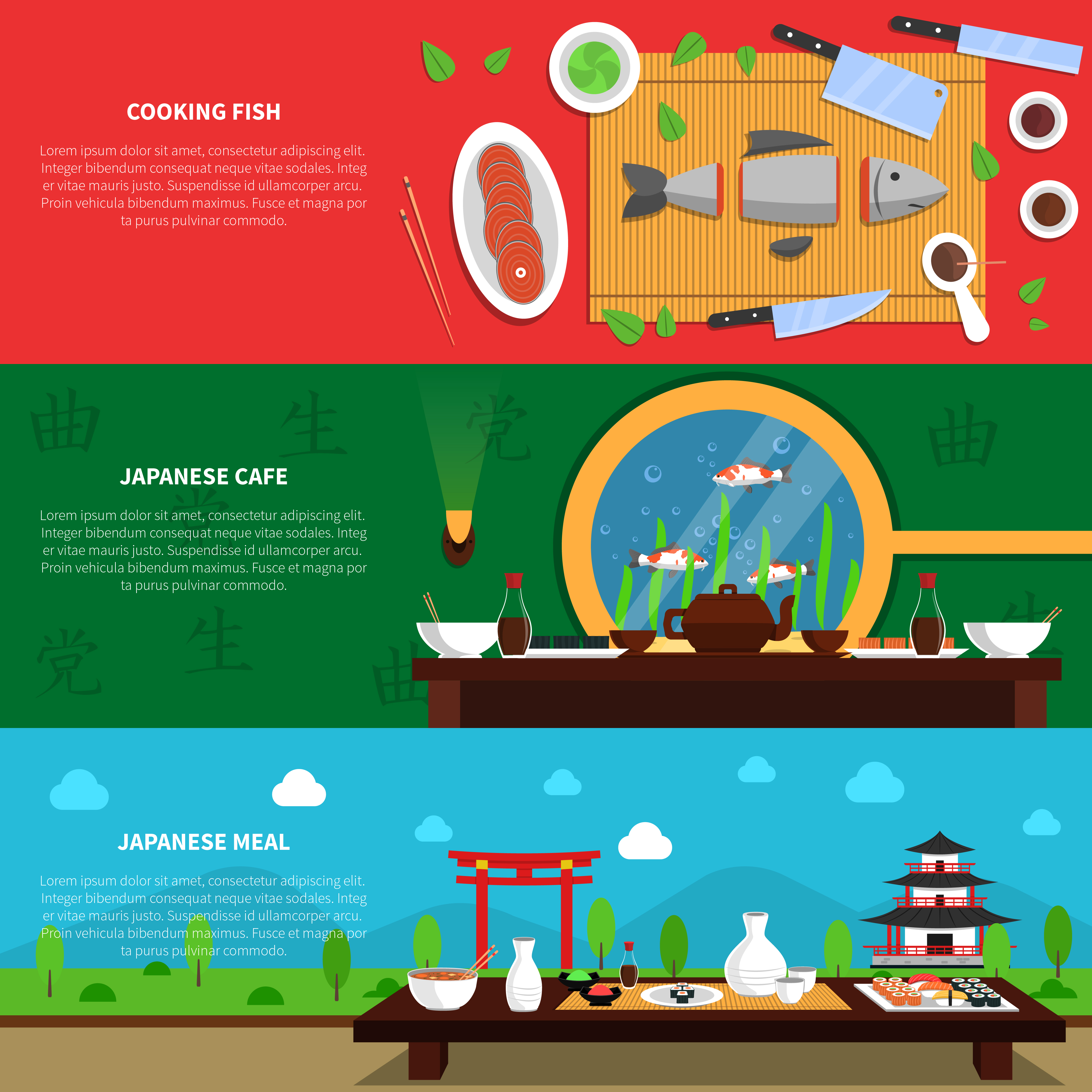 Sushi Banner Set Download Free Vectors Clipart Graphics