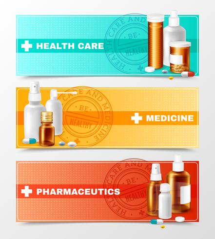 Conjunto de Banners de medicamentos vector