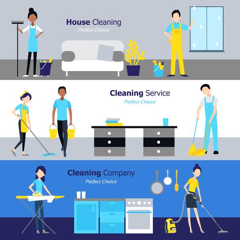 Professional Cleaning Horizontal Banners vector