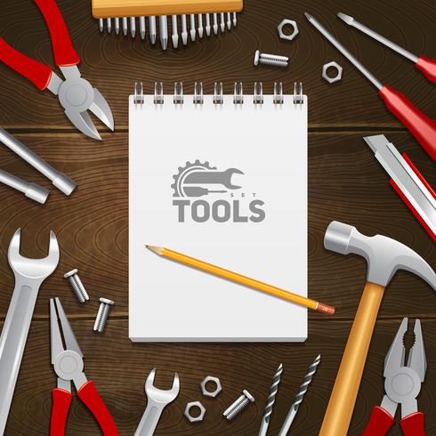 Carpenter Construction Tools Flat Composition Background vector