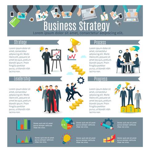 Estrategia de negocio infografía conjunto vector