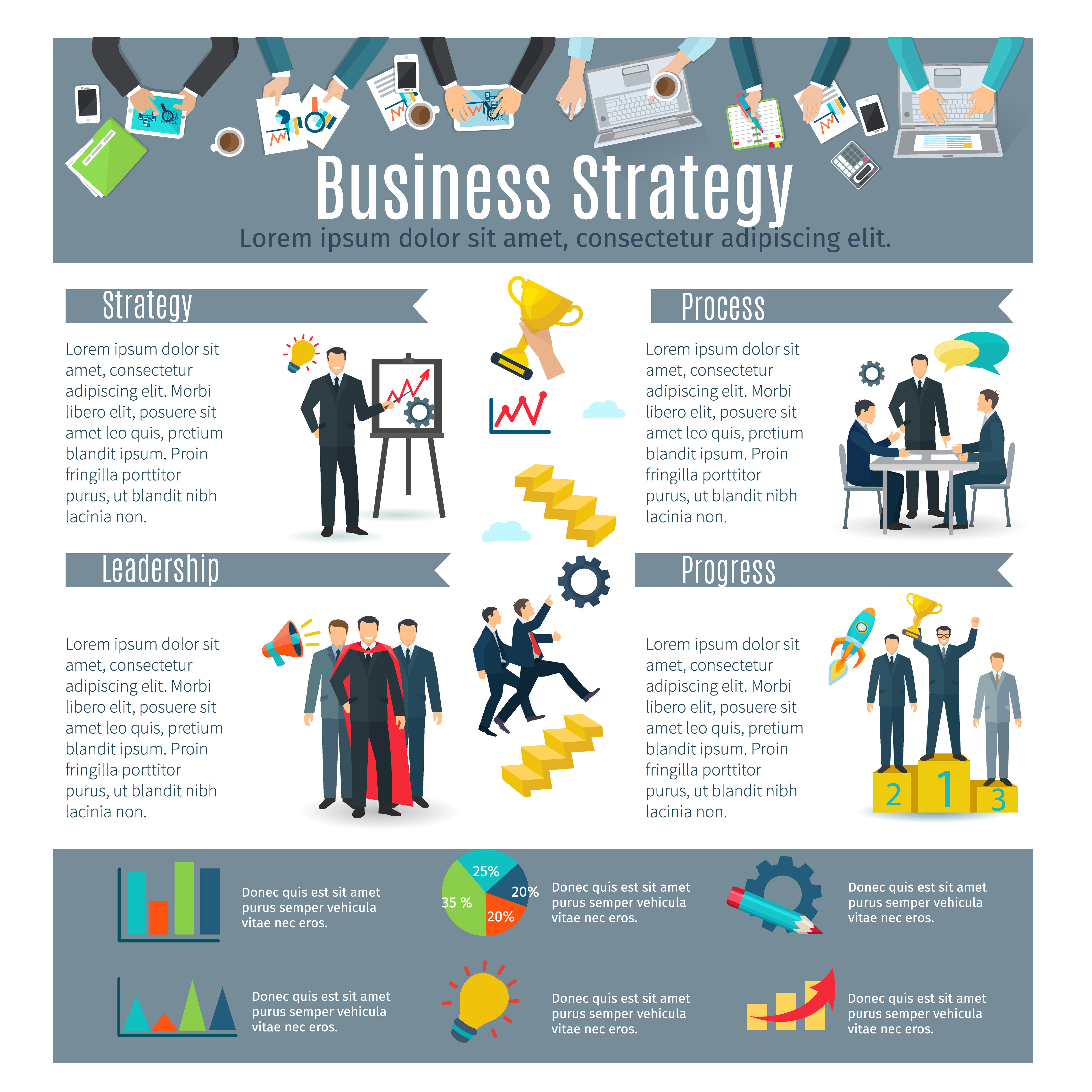 Business Strategy Infographic Set 472295 Vector Art At Vecteezy