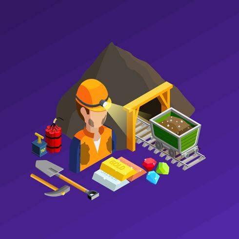 Mining Work Isometric Concept  vector