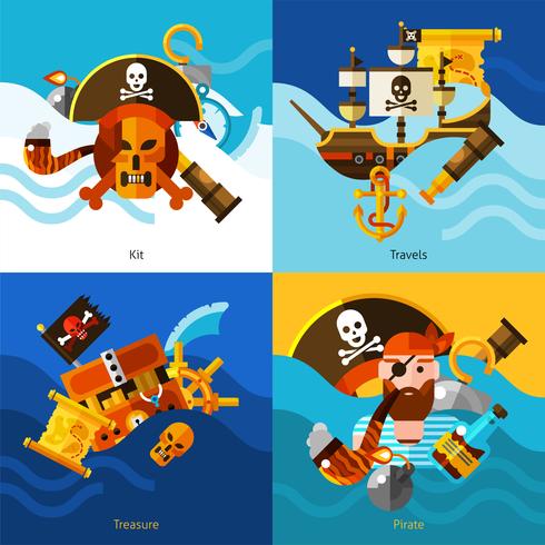 Pirates 2x2 Design Concept Set  vector