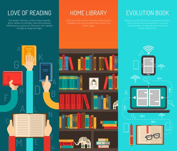 LIbrary Long Hands Flat Bannes Set vector