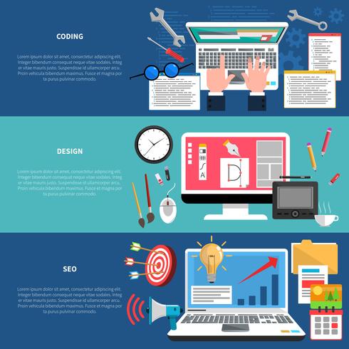 Web Development Banner Set vector