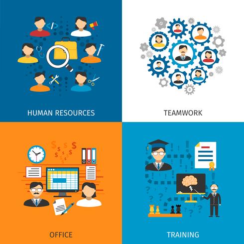 Human Resources Concept 4 Flat Icons  vector