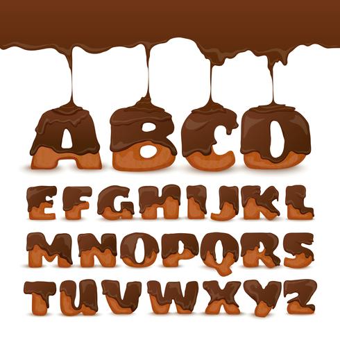 Cartel de la colección de las galletas del alfabeto del chocolate de fusión vector