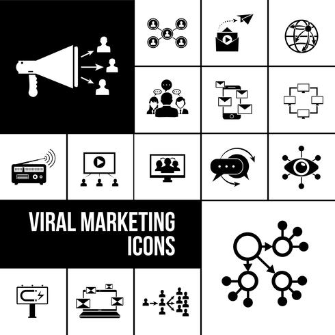 Viral marketing icons black vector