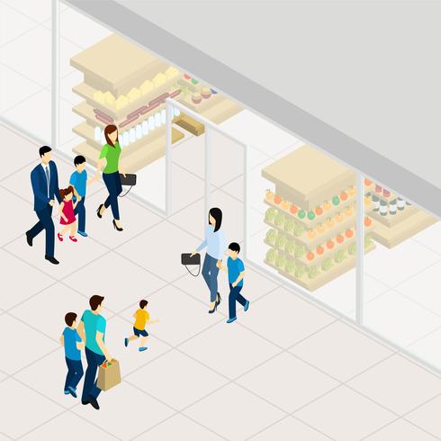 Supermarket Isometric Illustration  vector