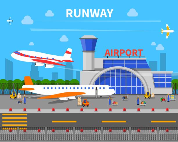 Ilustración de pista de aeropuerto vector