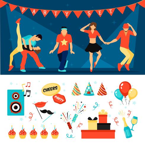 Party horizontal banner set vector