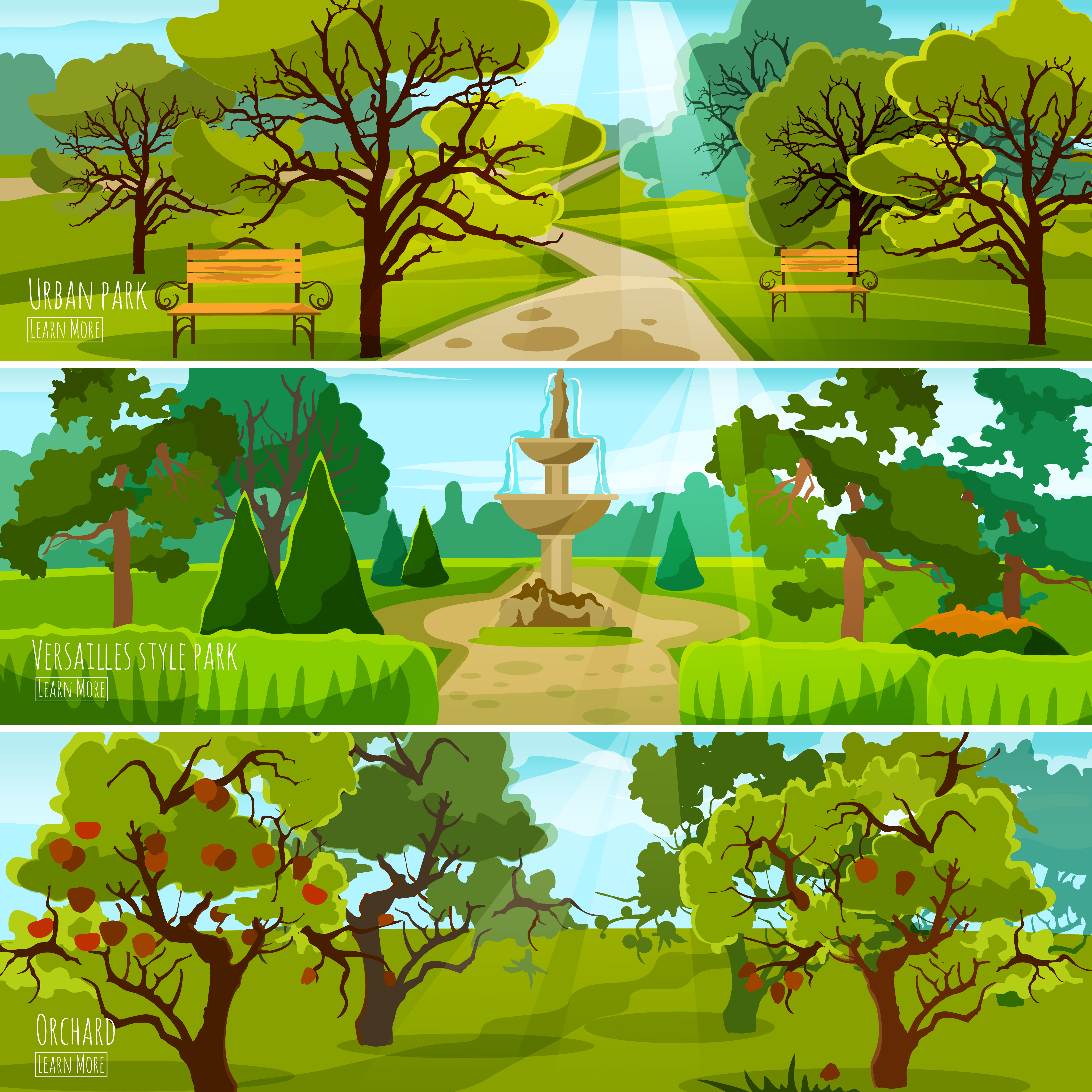 Garden Landscape Banners by Vecteezy