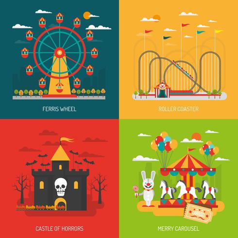 Conjunto de concepto de parque de atracciones vector