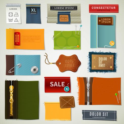 Textile Labels Set vector