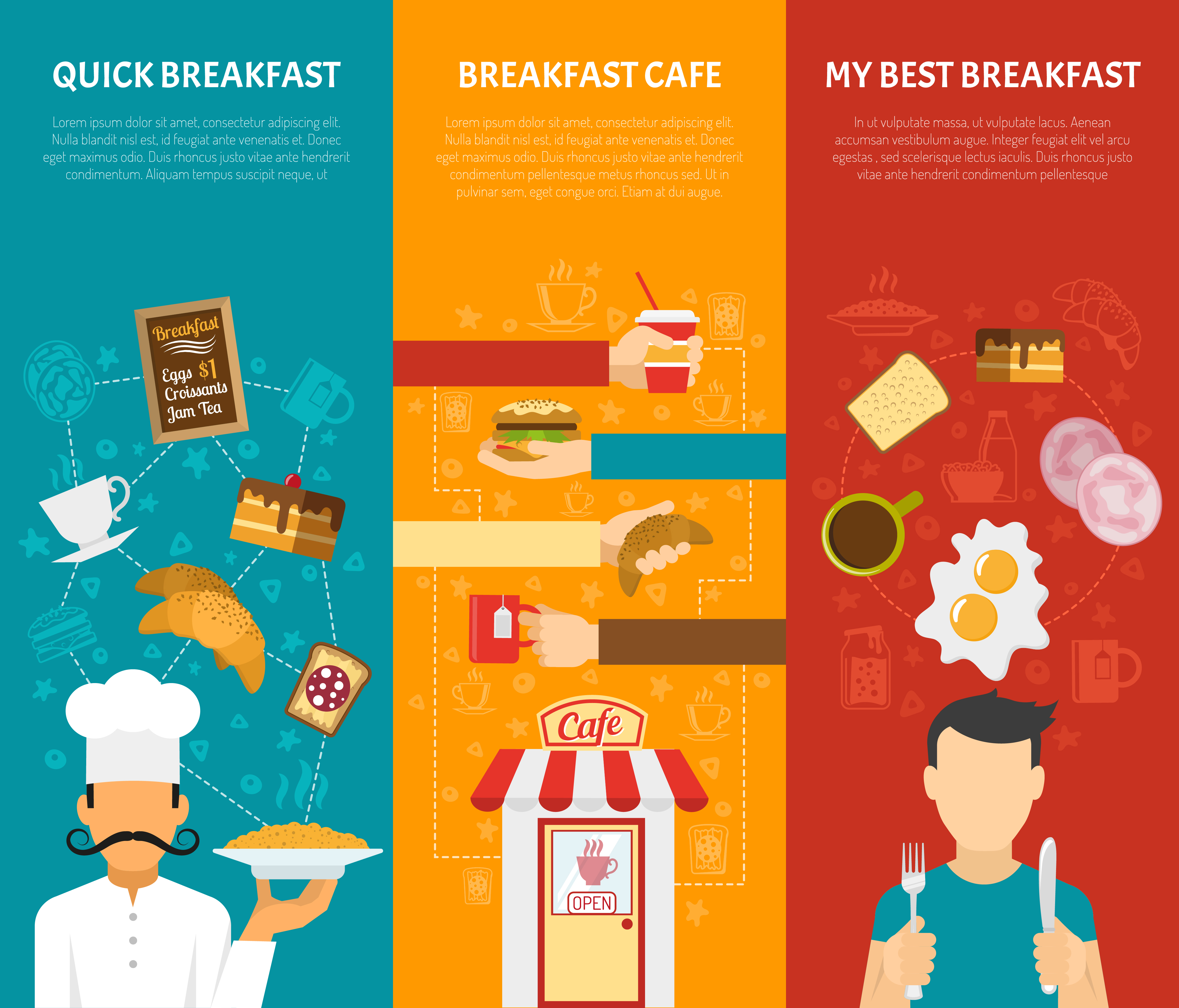 Breakfast Vertical Banners Set 472427 Vector Art at Vecteezy