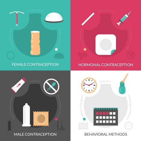 Contraception Concept Icons Set vector