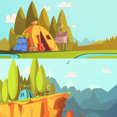 Hiking Banners Set vector